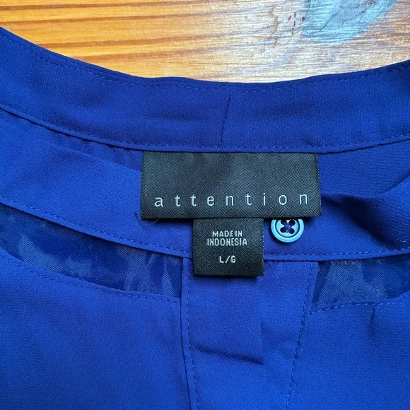 Attention Royal Blue Women's Blouse, L, EUC - Picture 4 of 10
